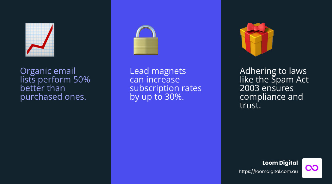 Lead Magnets and Subscription Growth - Email marketing Gold Coast infographic 3_facts_emoji_blue