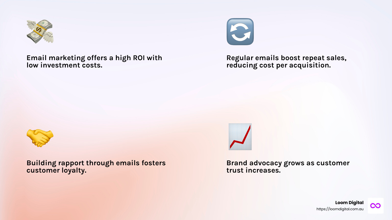 Statistics on email marketing ROI - Email marketing Gold Coast infographic 4_facts_emoji_light-gradient