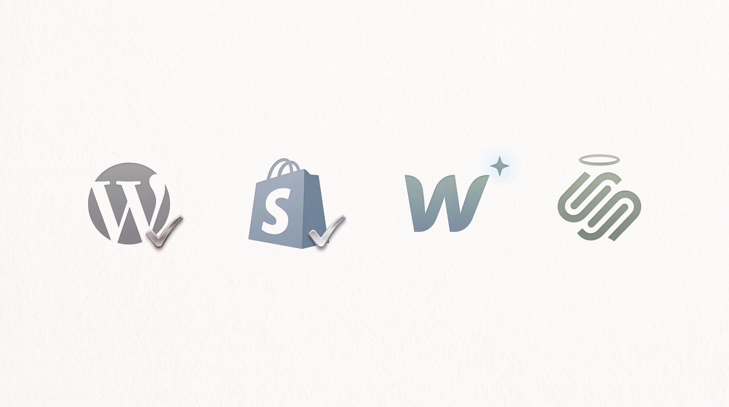 Comparison of four content management systems WordPress Shopify Webflow Squarespace