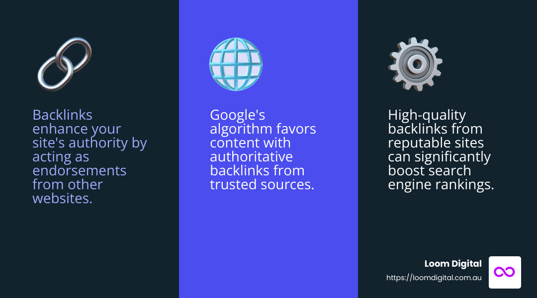 Authority boosts credibility - SEO backlink building infographic 3_facts_emoji_blue