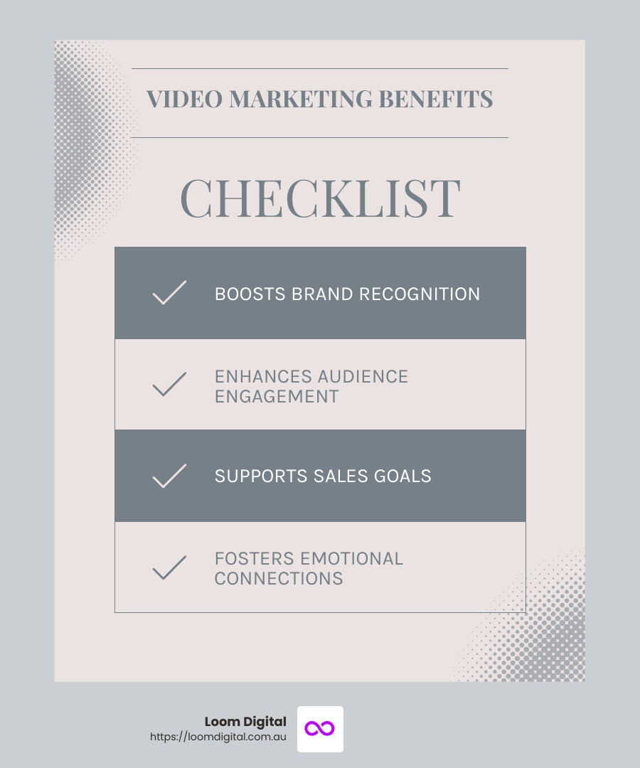 Video marketing boosts brand recognition and engagement. - Video marketing for businesses infographic checklist-light-blue-grey Video marketing boosts brand recognition and engagement. - Video marketing for businesses infographic checklist-light-blue-grey